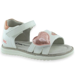 Sandałki na rzep dla dziewczynki na lato Wojtyłko 24447 Białe