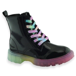 Lakierowane ocieplane trapery dziewczęce  Wojtyłko 25064 Czarne