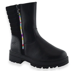 Kozaki dziewczęce ocieplane buty zimowe Wojtyłko 25078 Czarne