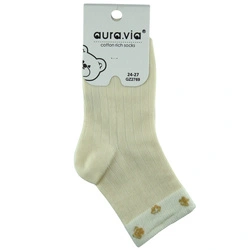 Prążkowane skarpetki dziewczęce w kremowym kolorze Aura.Via GZ2769