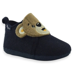 Granatowe filcowe kapcie barefoot na rzep dla chłopca Wojtyłko 25096G