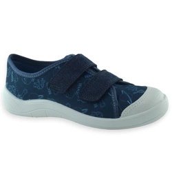 Trampki chłopięce na białej podeszwie Befado 772Y016 Tim Granatowe