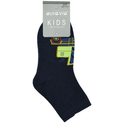 Granatowe bawełniane skarpetki dla chłopca z koparką Aura.Via GZF7373