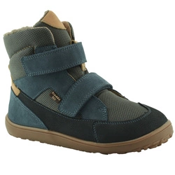 Zimowe buty skórzane na rzep dla chłopca Froddo G3160252-3 Barefoot Up Tex Winter Denim