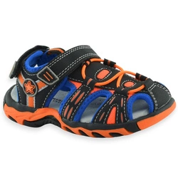 Buty na lato chłopięce sportowe sandały American Club RL 35/20 Czarno Pomarańczowe