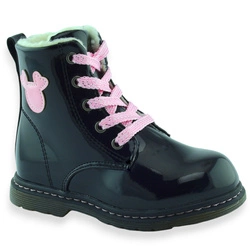 Trapery zimowe dla dziewczynki błyszcząca eko skóra Wojtyłko 25060 Czarne