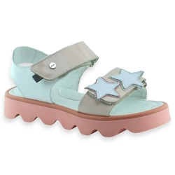 Sandały dziewczęce z lakierowanej skóry na grubej podeszwie Bartek 19120003 Różowe