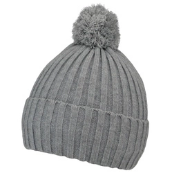 Ciepła zimowa czapka dziecięca z pomponem Noviti CZ077-B-02 Szara