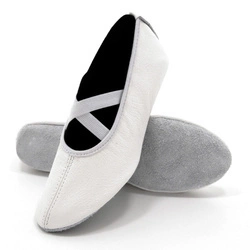 Baletki do tańca z naturalnej skóry Białe