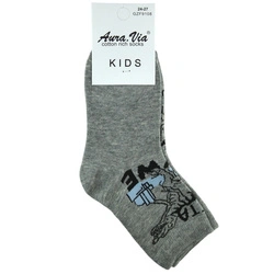Szare skarpety dla chłopca z dinozaurem bawełniane  Aura.Via GZF9108