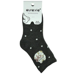 Szare miękkie skarpetki z kotkiem dla dziewczynki Aura.Via GZN2935