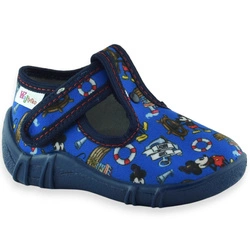 Granatowe kapcie z myszką dla chłopca do żłobka Wojtyłko Mikołaj Myszka