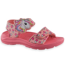 Dziewczęce piankowe sandałki na lato z jednorożcem Axim 25423 Różowe