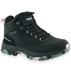 Buty dla dziewczynki ocieplane wiązane American Club AA52 Czarne