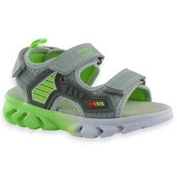 Dziecięce sandały z podświetlaną podeszwą LED dla chłopca American Club RL 145/24 Szare