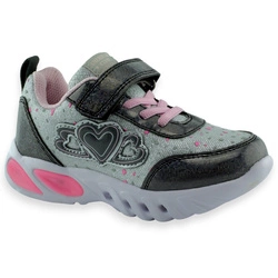 Świecące buty sportowe LED dla dziewczynki American Club ES133/24 Szare