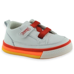 Trampki dziecięce białe na rzep ze skórzaną wkładką Apawwa GC05 Czerwone