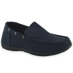 Buty wizytowe chłopięce wygodne mokasyny American Club KOM56 Granatowe