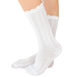 Białe podkolanówki dziewczęce z wzorem warkocza  Noviti SB110-G-01