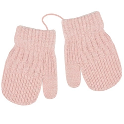 Subtelne rękawiczki dla dziewczynki na sznurku Noviti RZ077-G-01 Różowe