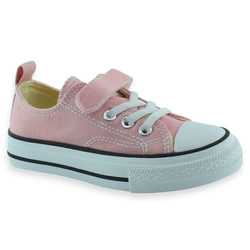 Wygodne dziewczęce trampki na rzep tekstylne na białej podeszwie Apawwa RC05-5 Różowe