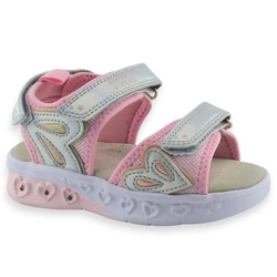 Dziewczęce sandały na grubej podeszwie LED American Club RL 149/24 Szare