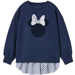 Bluza dziewczęca z koszulową wstawką Myszki Minnie Niebieska