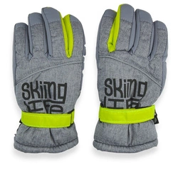Rękawiczki narciarskie dla chłopca YOCLUB 0297C Szare