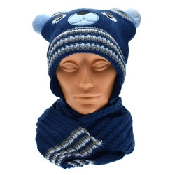 Ciepły komplet dla chłopca Raster Uszatek Blue