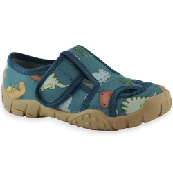 Kapcie w dinozaury dla chłopca skórzana wkładka Raweks  Igor I16