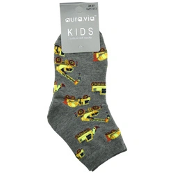 Szare skarpetki dziecięce z pojazdami budowlanymi Aura.Via GZF7373