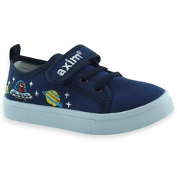 Wiosenne trampki chłopięce na rzep granatowe skórzana wkładka Axim 25415