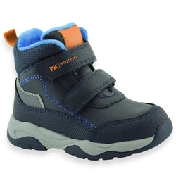 Ocieplane buty chłopięce za kostkę na rzep Wojtyłko 26091 Granatowe