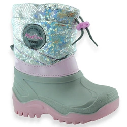 Błyszczące dziewczęce śniegowce Renbut / Muflon 22-468-0738 srebrne