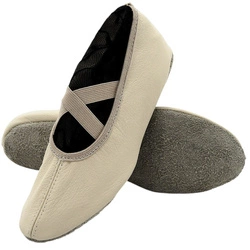 Skórzane baletki do tańca gimnastyki beżowe