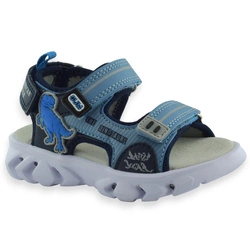 Sandały na rzep dla chłopca z podeszwą LED American Club HL 126/24 Niebieskie