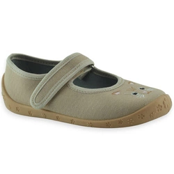 Beżowe dziewczęce kapcie do przedszkola szkoły wkładka skóra Raweks Dorotka D51