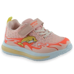 Buty dziewczęce sportowe świecąca podeszwa American Club ES190 Łososiowe