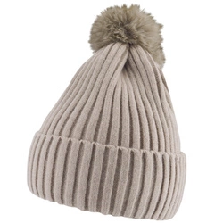 Czapka z pomponem dla dziewczynki w modnym kolorze Noviti CZ098-W-01 Brąz