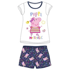 Piżama z krótkim rękawem dla dziewczynki Świnka Peppa Biała