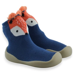 Buciki dziecięce niechodki skarpety lisek Befado 002P076 Granatowe