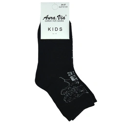 Czarne elastyczne skarpety dla dzieci z motywem dinozaura  Aura.Via GZF9108