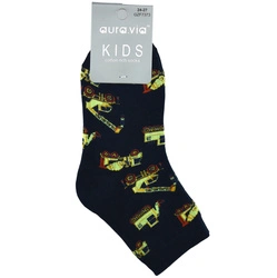 Granatowe skarpetki chłopięce z pojazdami budowlanymi Aura.Via GZF7373