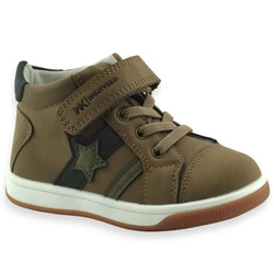 Buty za kostkę dla chłopca na rzep wiosna jesień Wojtyłko 26083 Brązowe