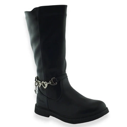 Wysokie kozaki dziewczęce ocieplane  Wojtyłko 25079 Czarne