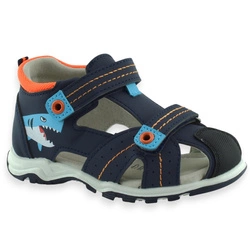 Zabudowane sandały dla chłopca skórzana wkładka Wojtyłko 25395 Grantowe