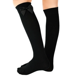 Dziewczęce podkolanówki z kokardką Noviti SB073-G Czarne