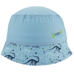 Bawełniany kapelusz dla chłopca na lato z dinozaurem Noviti CK026-B-01 Niebieski